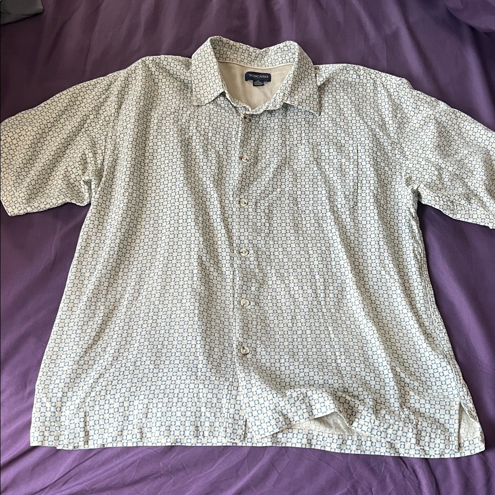 Men's Patterned XXL Button Down Short Sleeve Shirt